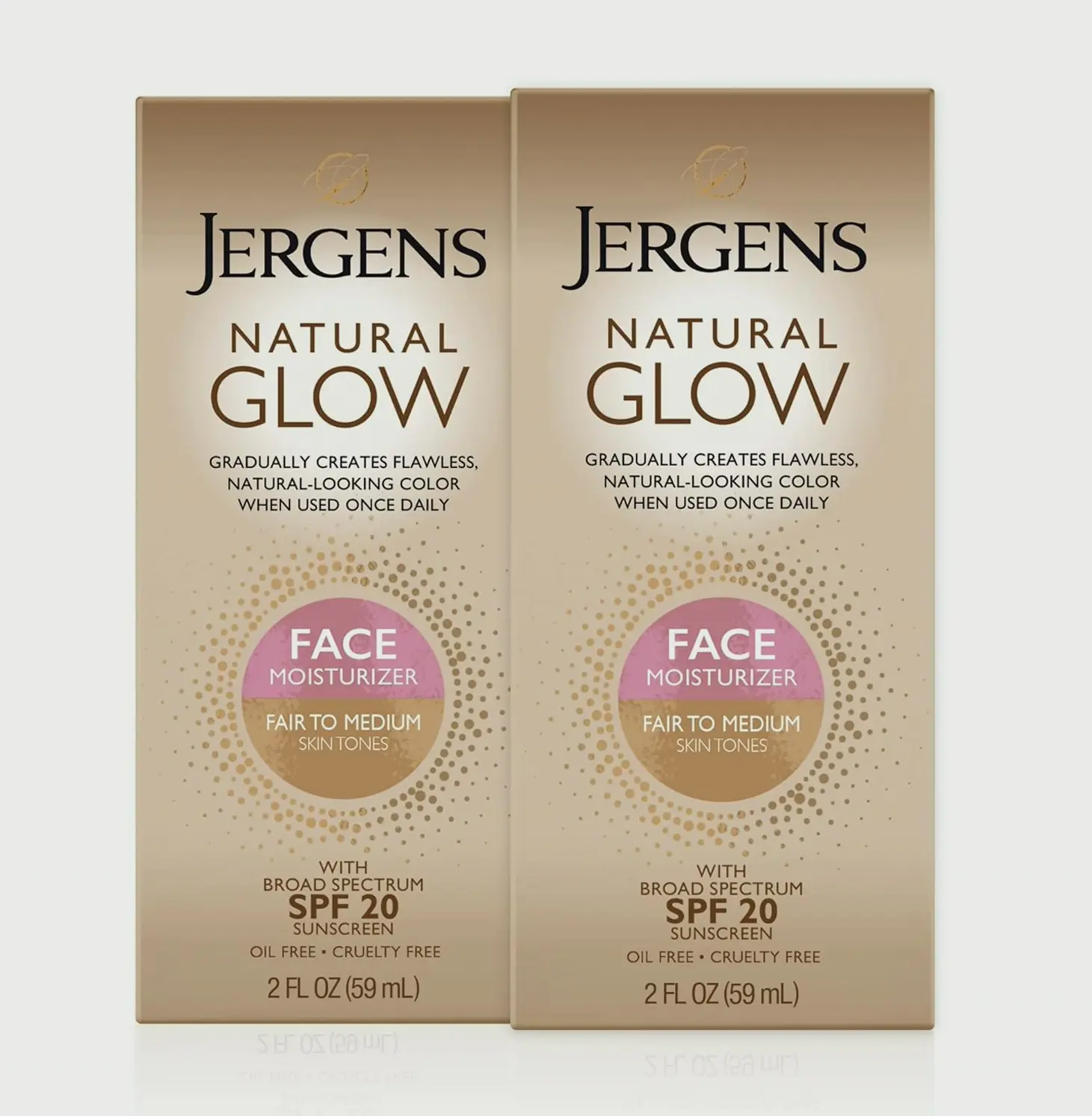 Jergens Natural Glow Face Self Tanner Lotion, SPF 20, Fair Skin Tone, 2 Fl Oz Pack of 2