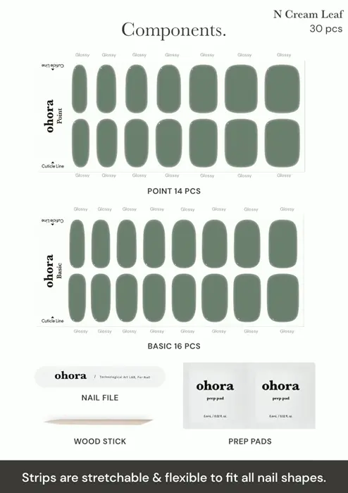 Semi Cured Gel Nail Wraps in Green from ohora