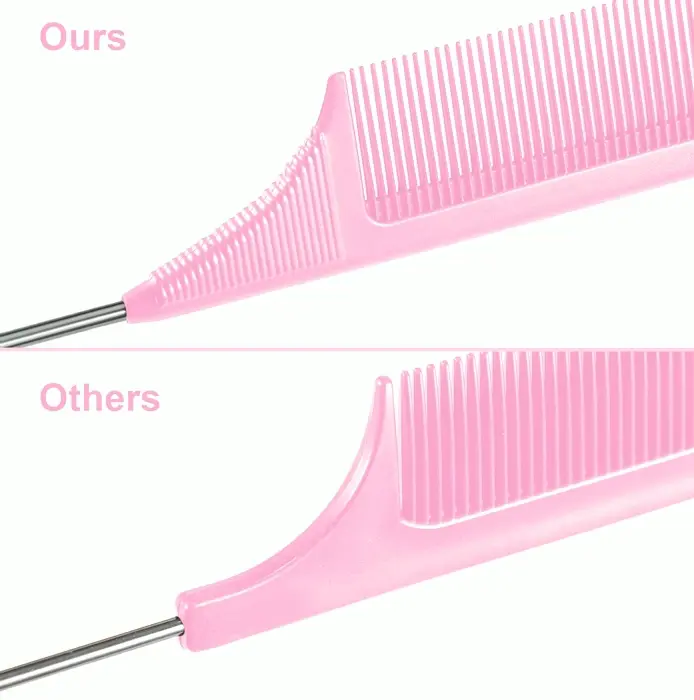Metal Tail Teasing Comb: Set (Pink)