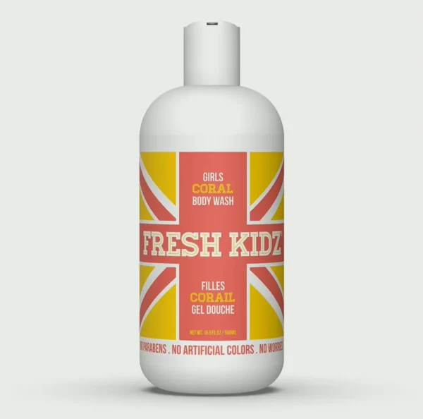 Pure Kidz Shower Wash for Kids & Teens - Soft Cleaner - Girls "Coral", 16.9 Fluid Ounces