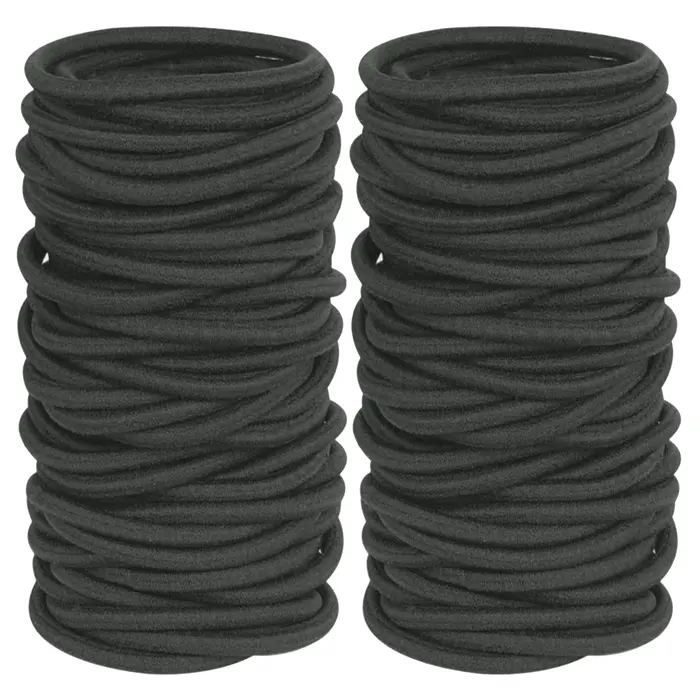 120 Black Ponytail Ties for Thick Locks (4mm)