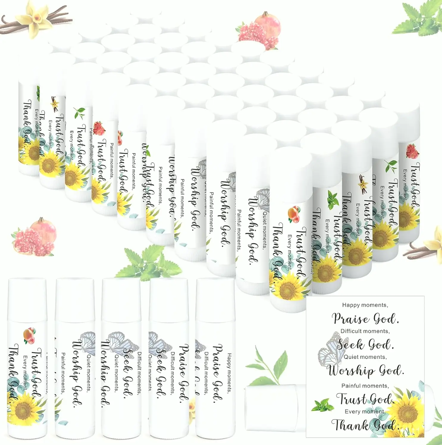 Pack of 50 Inspirational Lip Care Set Religious Present Women's Faith