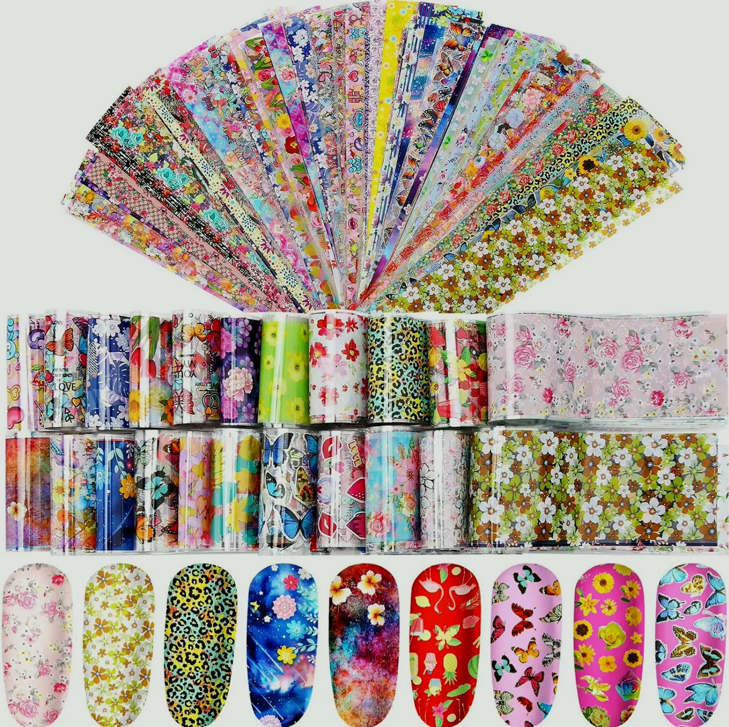 300 Sheets Nail Foil Stickers
