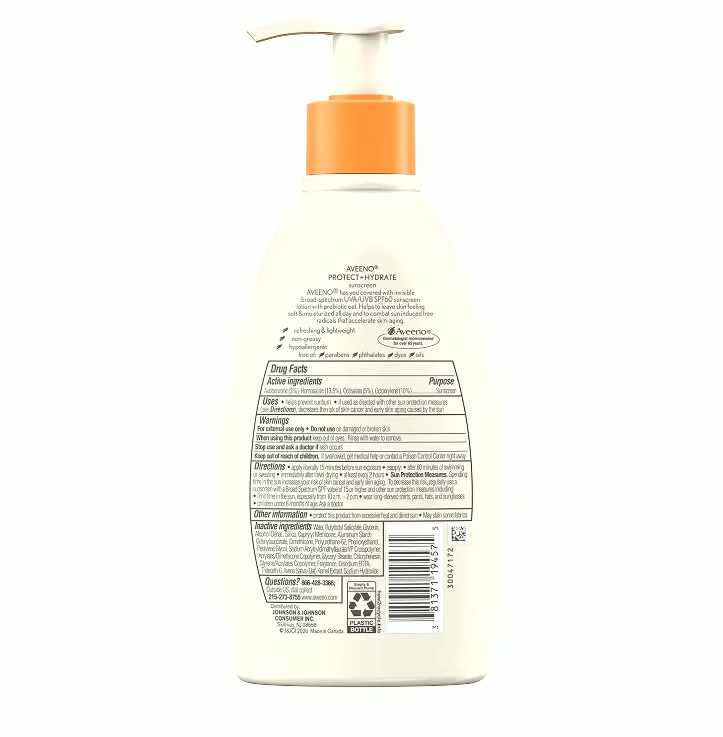 Aveeno Shield + Moisturize Skin Sunscreen Lotion SPF 60, 12 oz