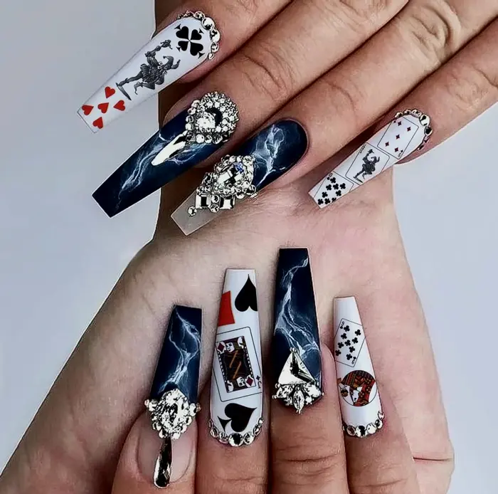 EBANKU 10 Sheets Poker Nail Art Stickers