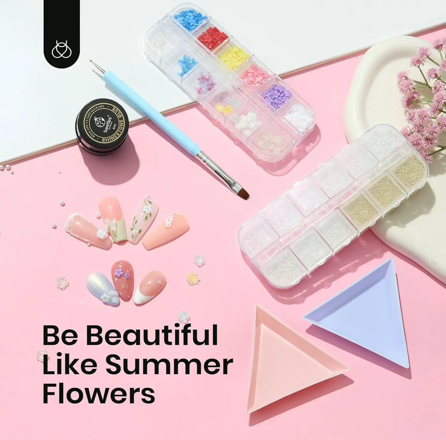 Beetles Flower Nail Decorations Duo Set