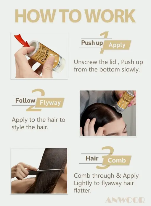 Hair Wax Stick for Smooth Hair, Flyaways, Non-oily