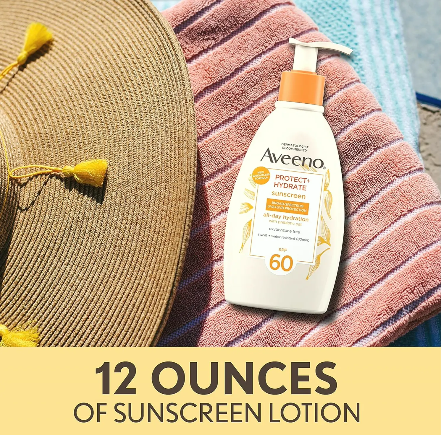 Aveeno Shield + Moisturize Skin Sunscreen Lotion SPF 60, 12 oz