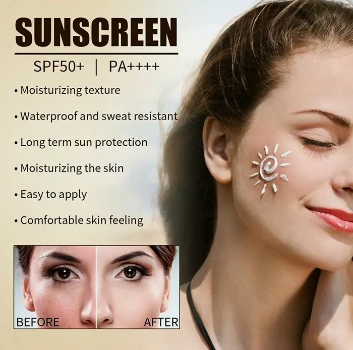 Organic Sunscreen Cream, SPF 50+, Moisturizing UV Defense (2PCS)