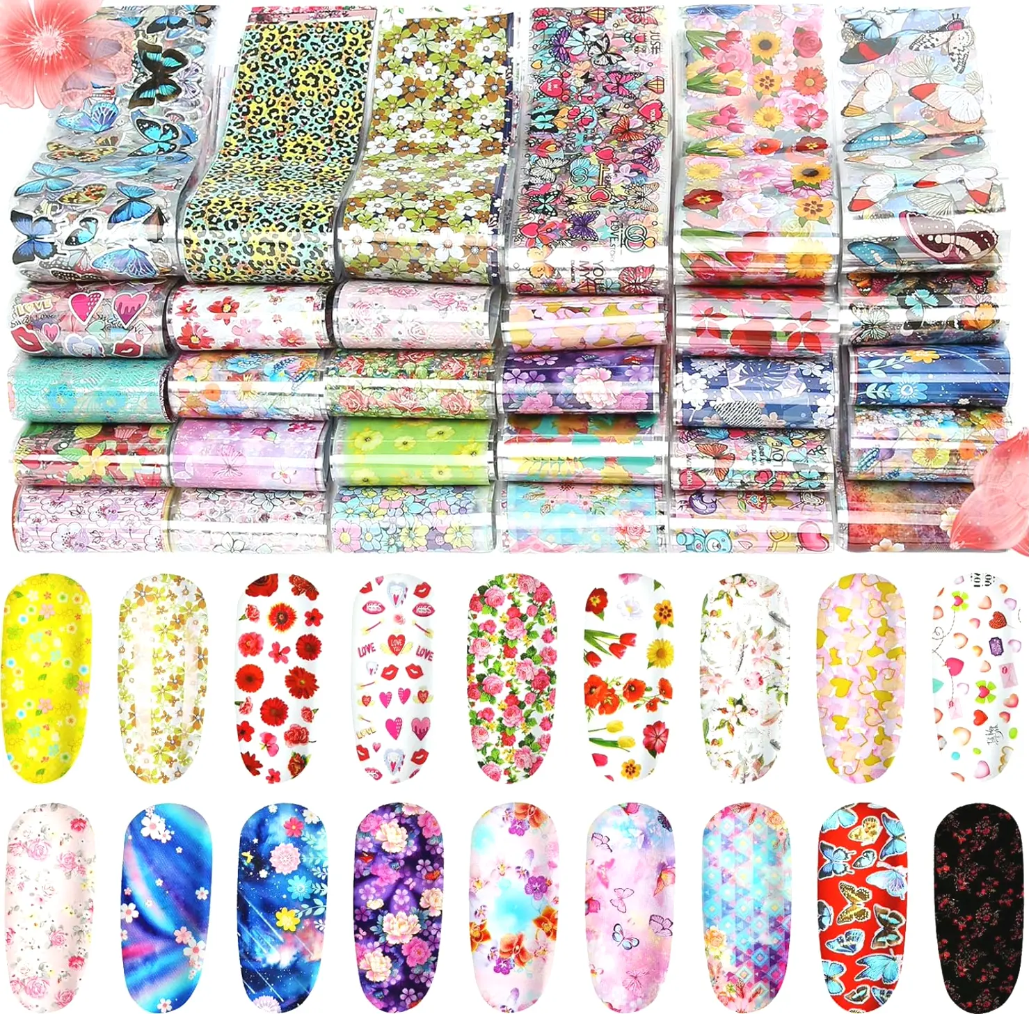 300 Sheets Nail Foil Stickers