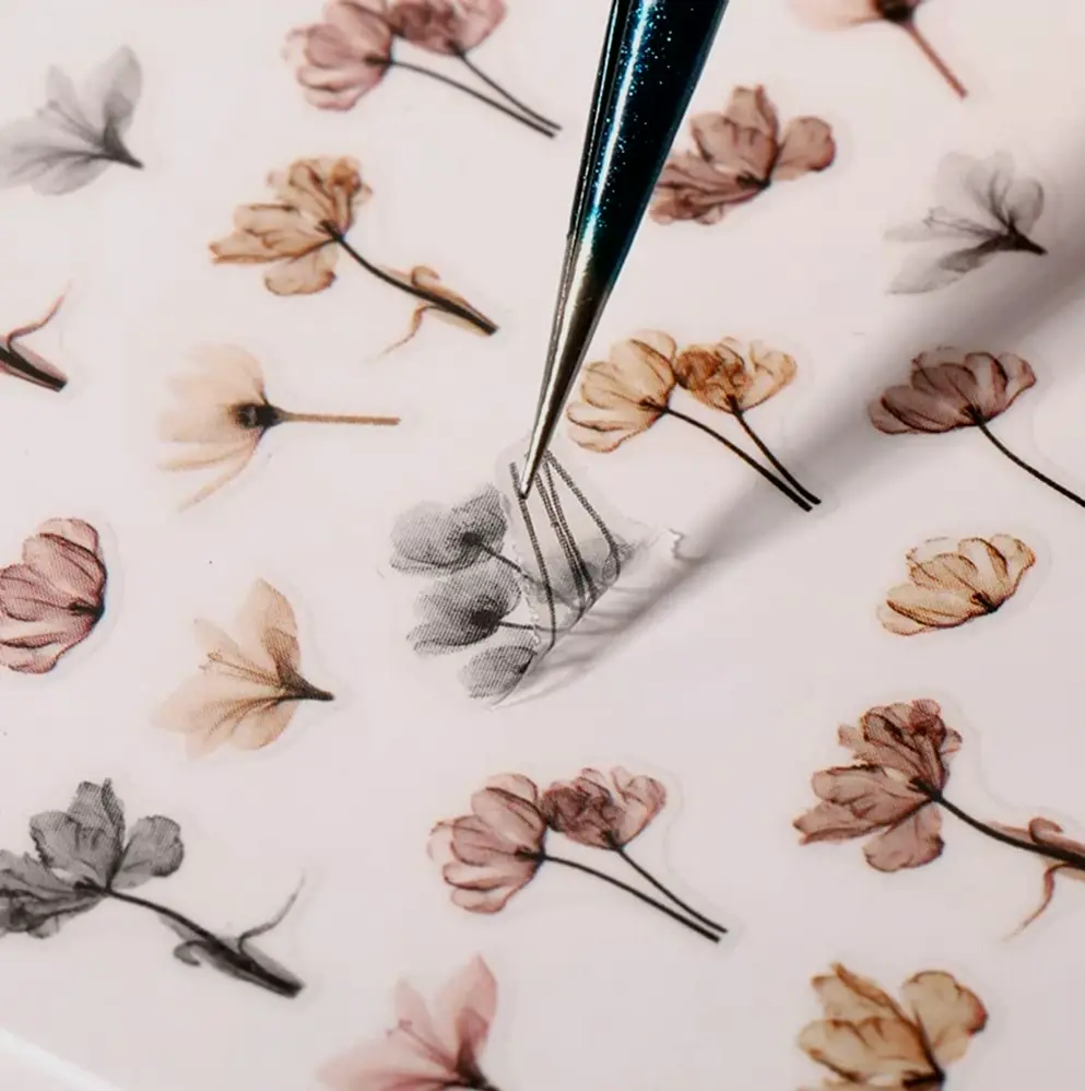 Floral Nail Design Decals Three-Dimensional 8 Sheets