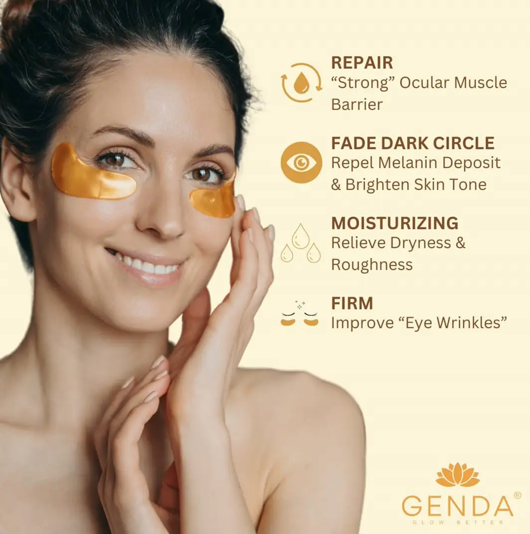 Eye Patches for Under Eye Bags and Puffy Eyes (20 Pairs) 24K Gold Gel Eye Masks