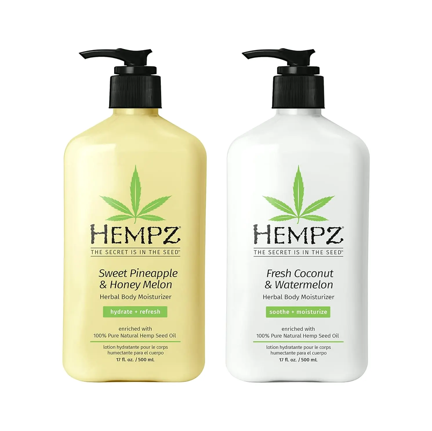 Hempz's Body's Moisturizer: Tasty Pineapple's & Honey Melons + Coconut & Watermelon Daily Skin Care Cream (Bundle) with Shea Butter's & Aloe's - 17 Fluid Ounces