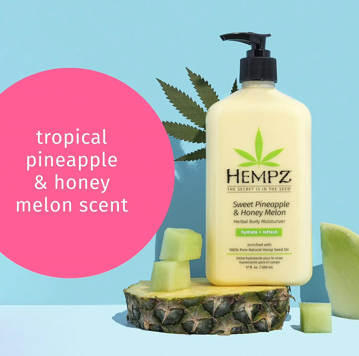 Hempz's Body's Moisturizer: Tasty Pineapple's & Honey Melons + Coconut & Watermelon Daily Skin Care Cream (Bundle) with Shea Butter's & Aloe's - 17 Fluid Ounces