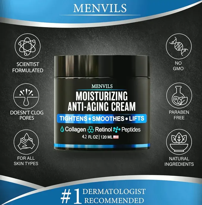 Guys Face Moisturizer Gel - Anti-Aging & Hydrating - 4.2 Ounces