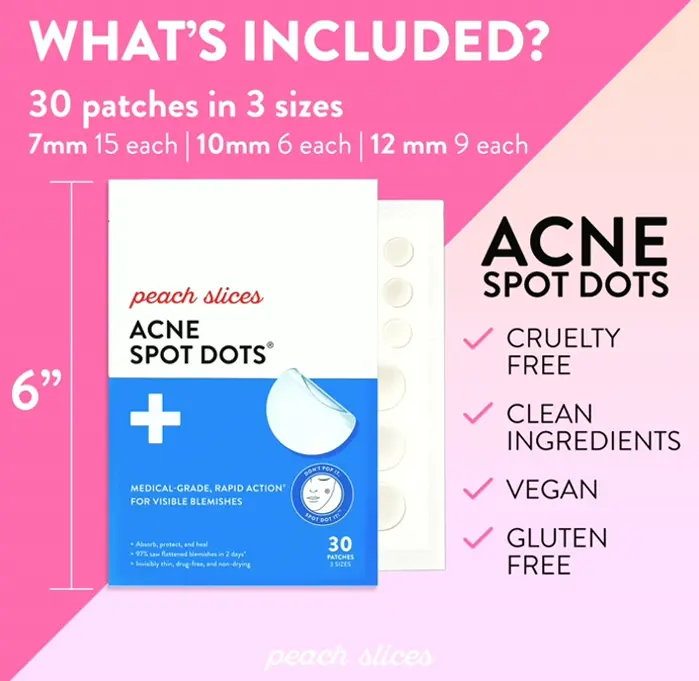 Peach Slices Pimple Spot Dots: Hydrocolloid Pimple Stickers (Cruelty-Free)