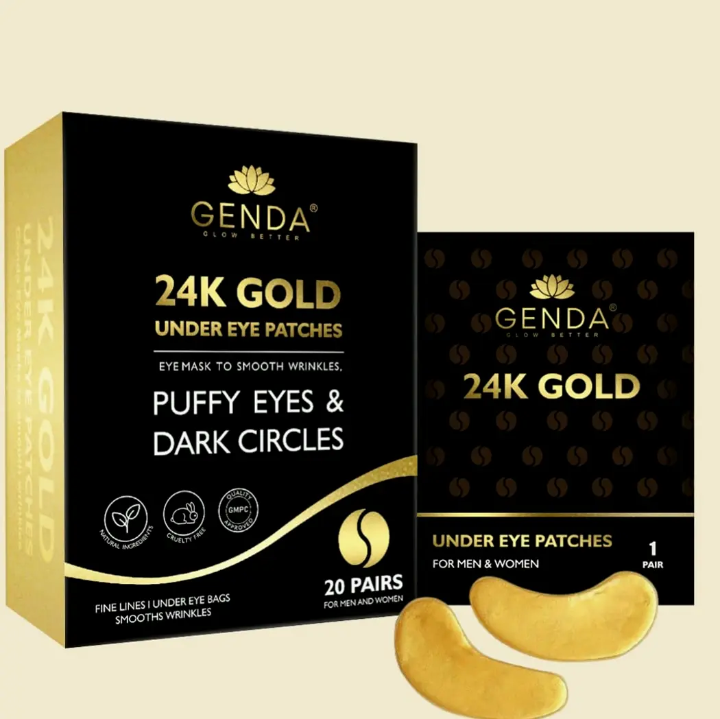 Eye Patches for Under Eye Bags and Puffy Eyes (20 Pairs) 24K Gold Gel Eye Masks