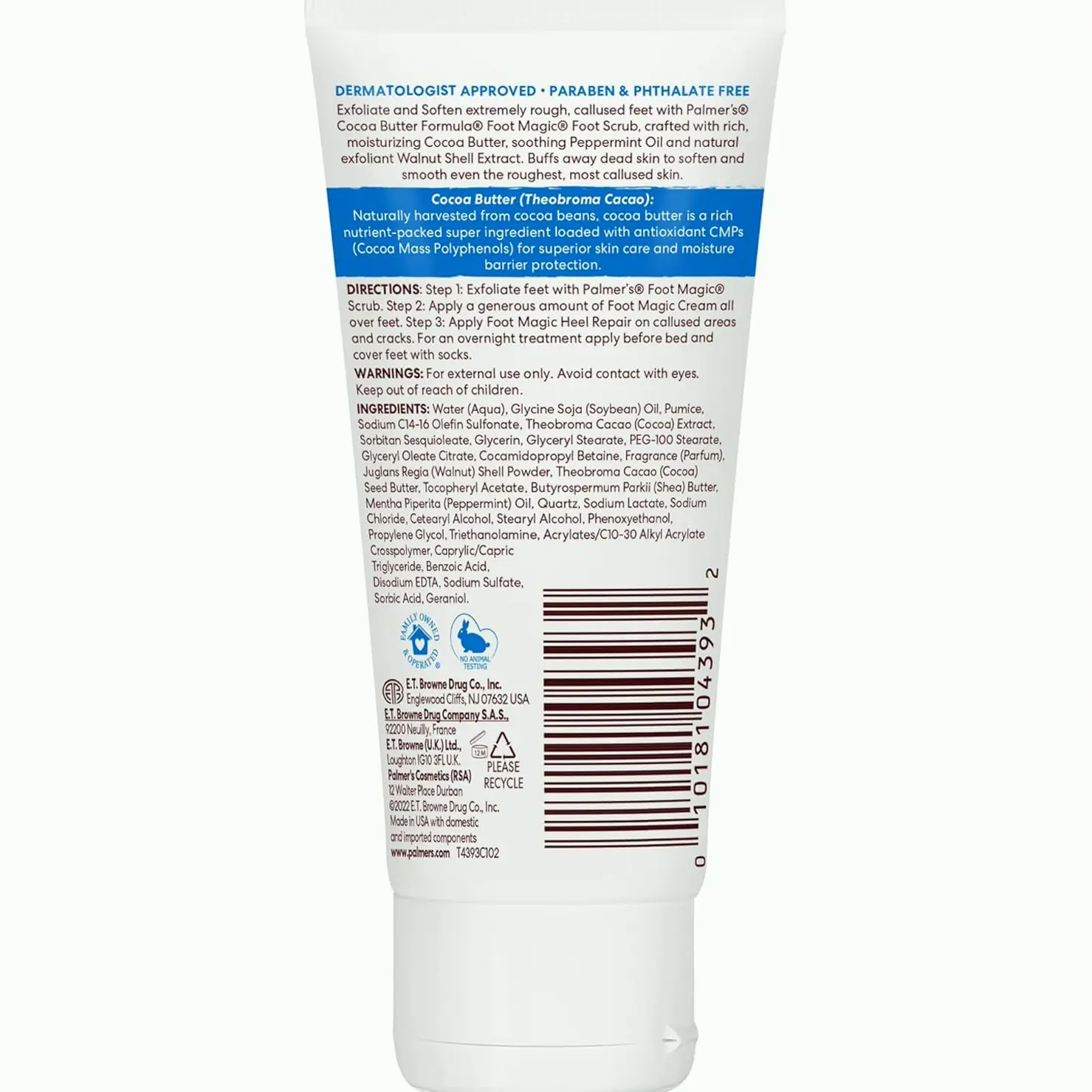Palmer's Brand Cocoa Butter Foot Care Exfoliator including Vit E for Cracked Feet