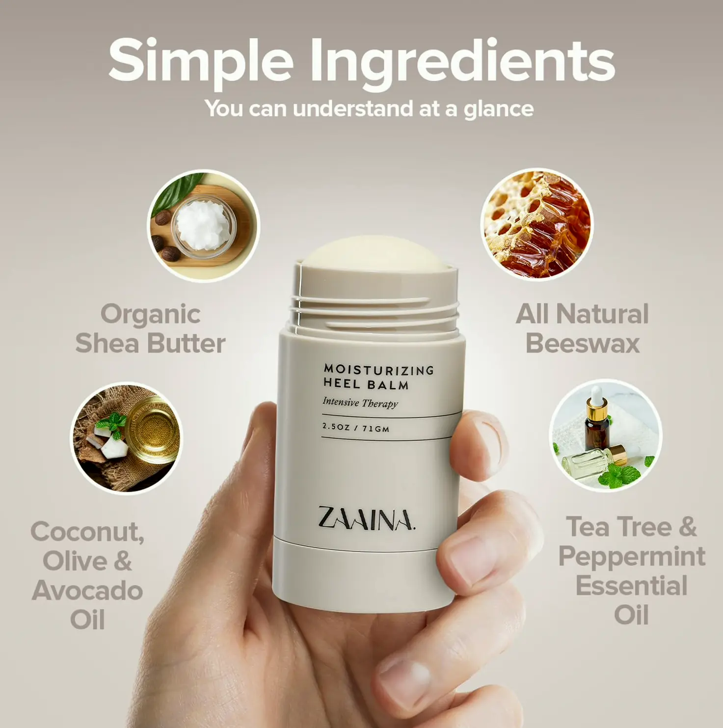 Zaaina Heel Balm Treatment, All-Natural Foot Cream for Quick Relief
