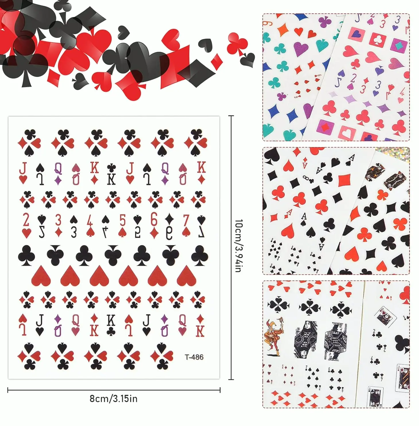 EBANKU 10 Sheets Poker Nail Art Stickers