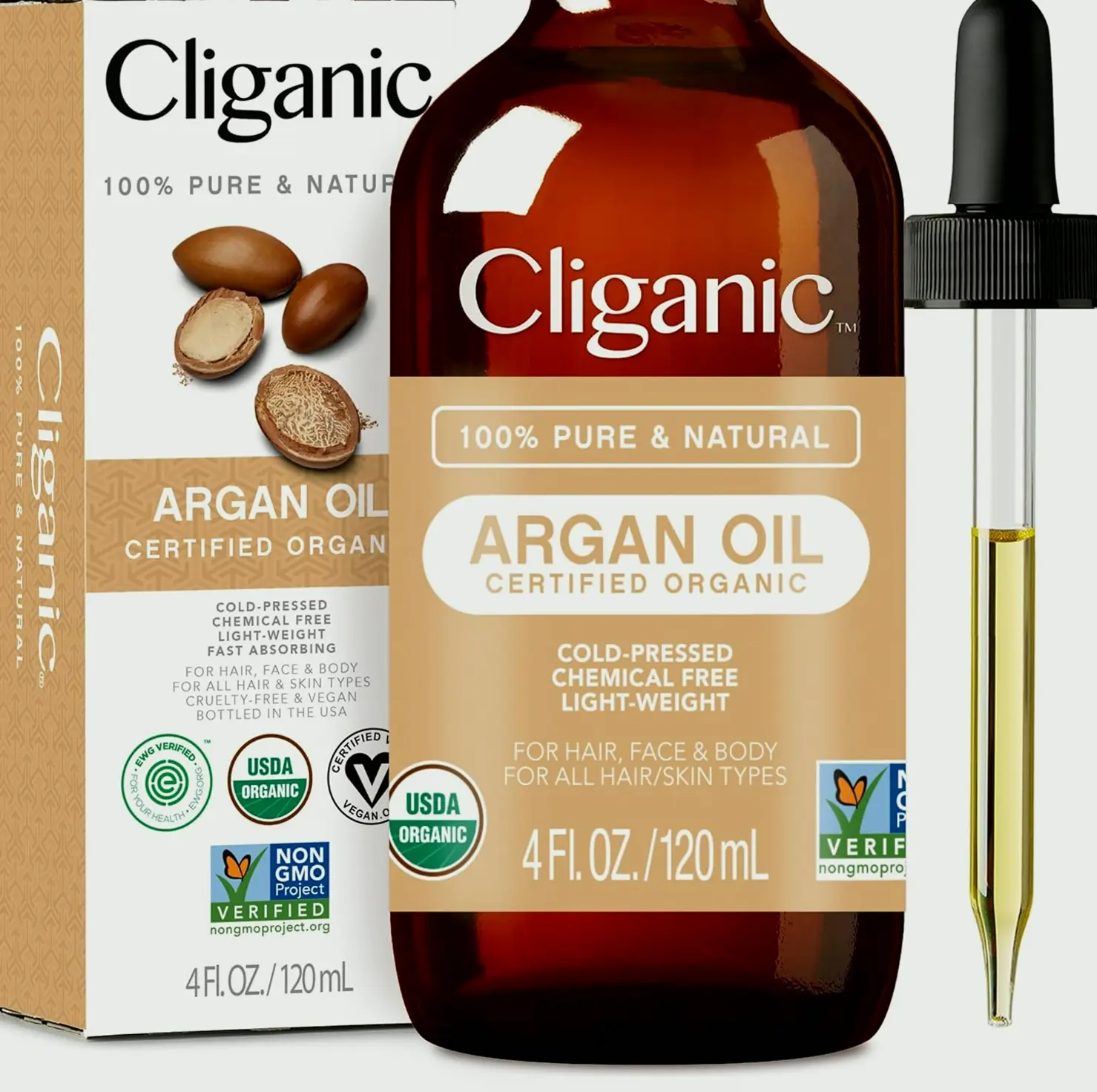 Natural Argan Oil for Hair, Face & Skin