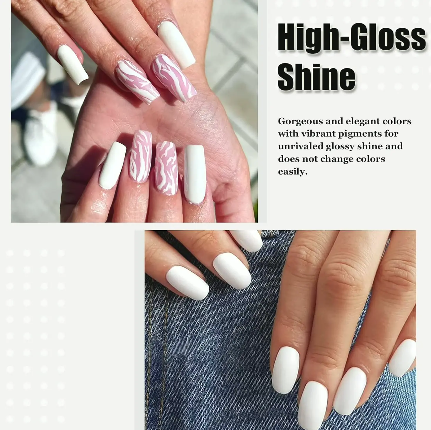 Classic White Glossy Polish Polish Nail Art