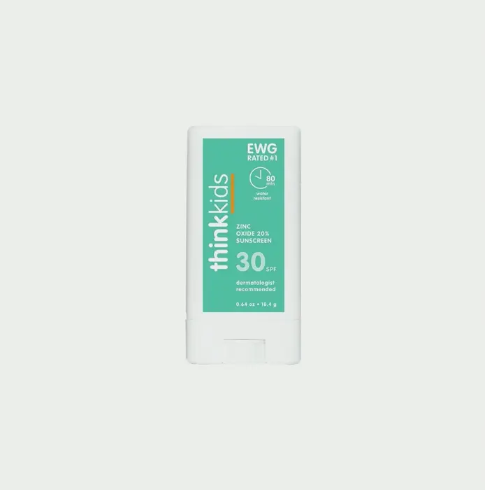 Thinksport Kids SPF 30 Mineral Sun Block Stick, 0.64 Oz, Water Resistant Reef Safe