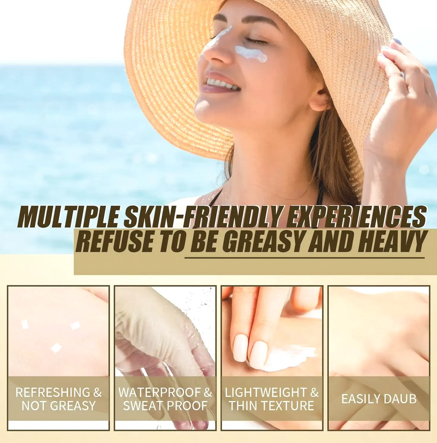 Organic Sunscreen Cream, SPF 50+, Moisturizing UV Defense (2PCS)