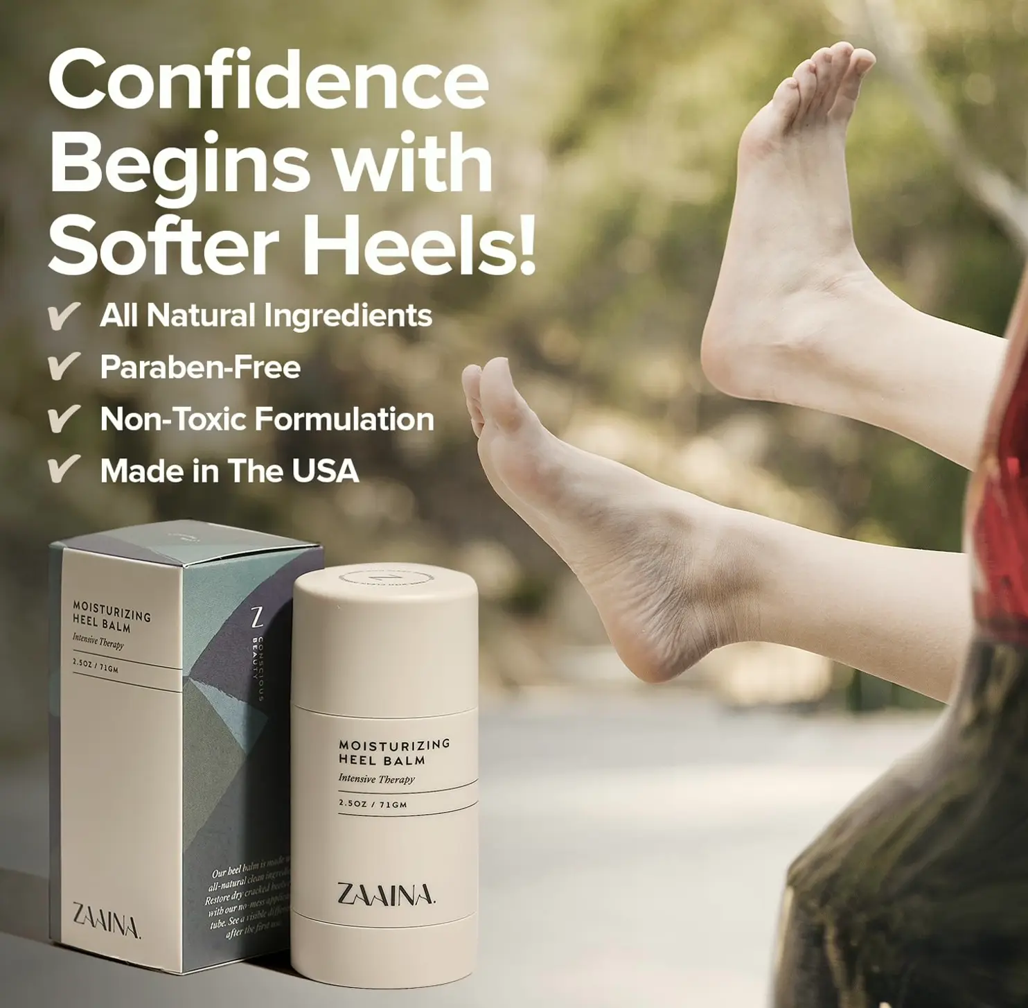 Zaaina Heel Balm Treatment, All-Natural Foot Cream for Quick Relief