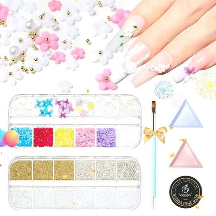 Beetles Flower Nail Decorations Duo Set