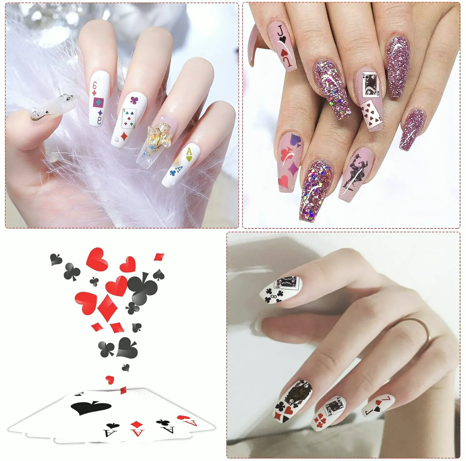 EBANKU 10 Sheets Poker Nail Art Stickers
