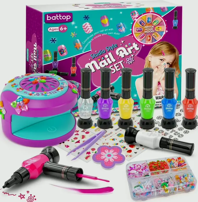 Girls Polish Set with Blower & Art Decor