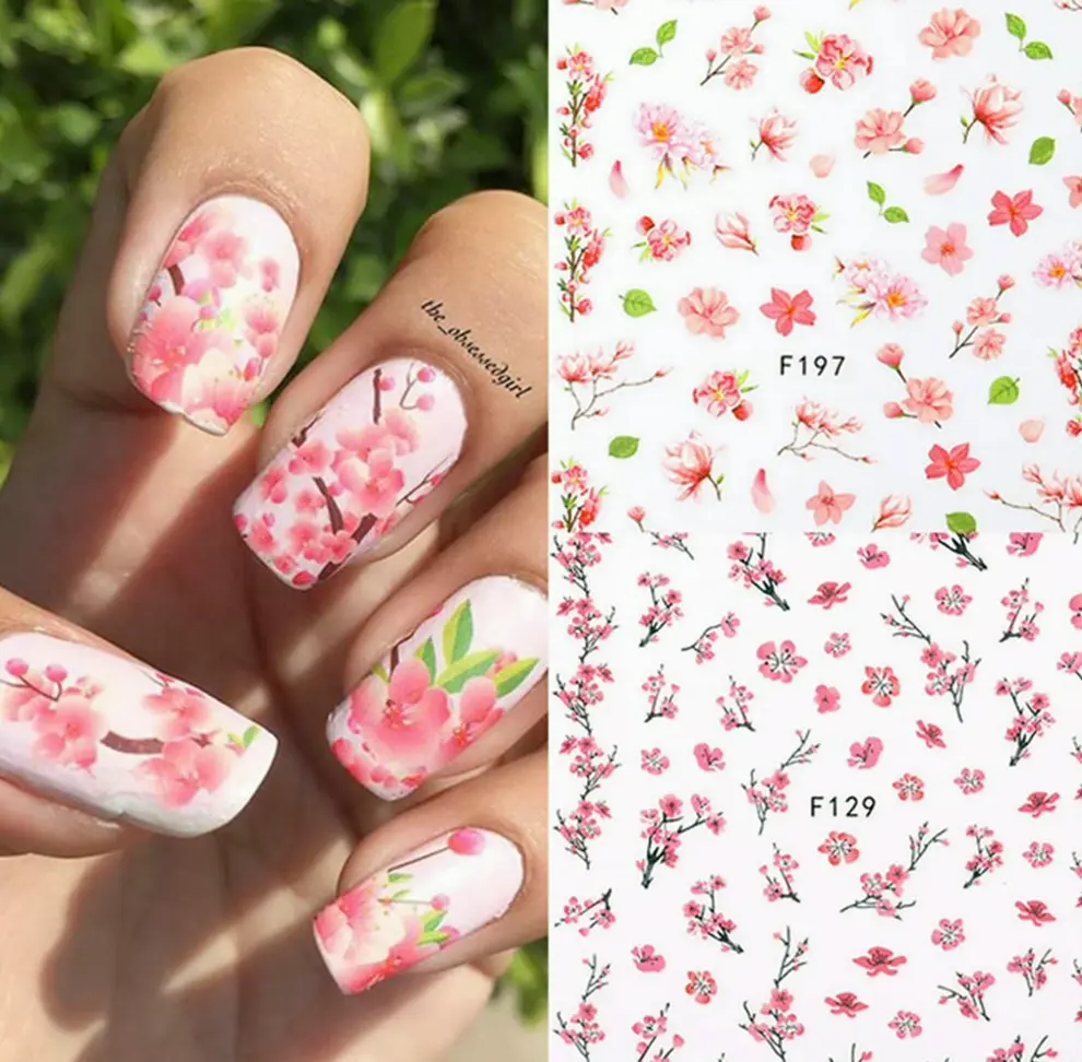 Floral Nail Design Decals Three-Dimensional 8 Sheets